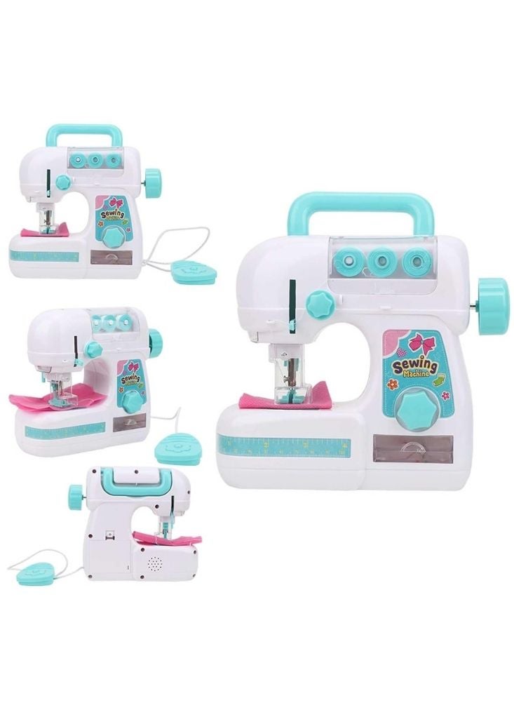 Premium Kids Mini Sewing Machine Toy with Hand Crank & Foot Pedal – Safe Pretend Play Sewing Machine Set with Ruler, Fabric Pieces & Accessories for Girls - Image 2